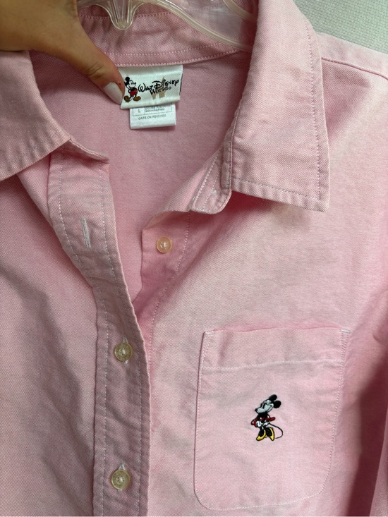 Disney Tops - Vintage 90s Walt Disney Minnie Mouse Pink Button-Up Shirt